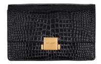 SAINT LAURENT Crocodile Pattern Leather Shoulder Bag Crossbody Bag Regular Women's Black