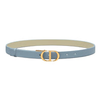 DIOR Cow Leather Leather Belts Women's Blue Width: 2CM