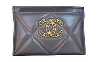 CHANEL 19Bag Lambskin Card Sleeve Card Holder Women's Dark Gray