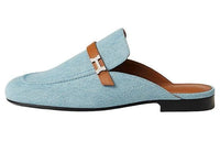 HERMES Wrap-toe Slippers Women's Blue