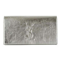 SAINT LAURENT Leather Clutch Women's Silver