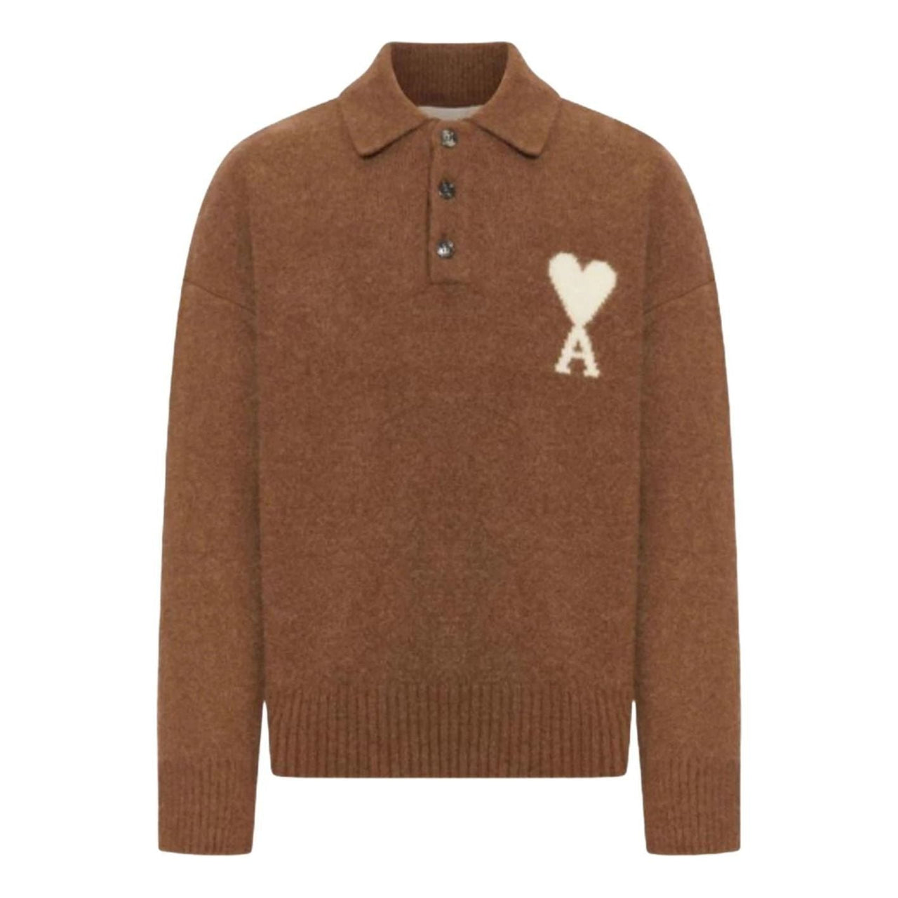 AMI Big Heart Logo Sweater 'Brown White' UPL408-KN0135-217