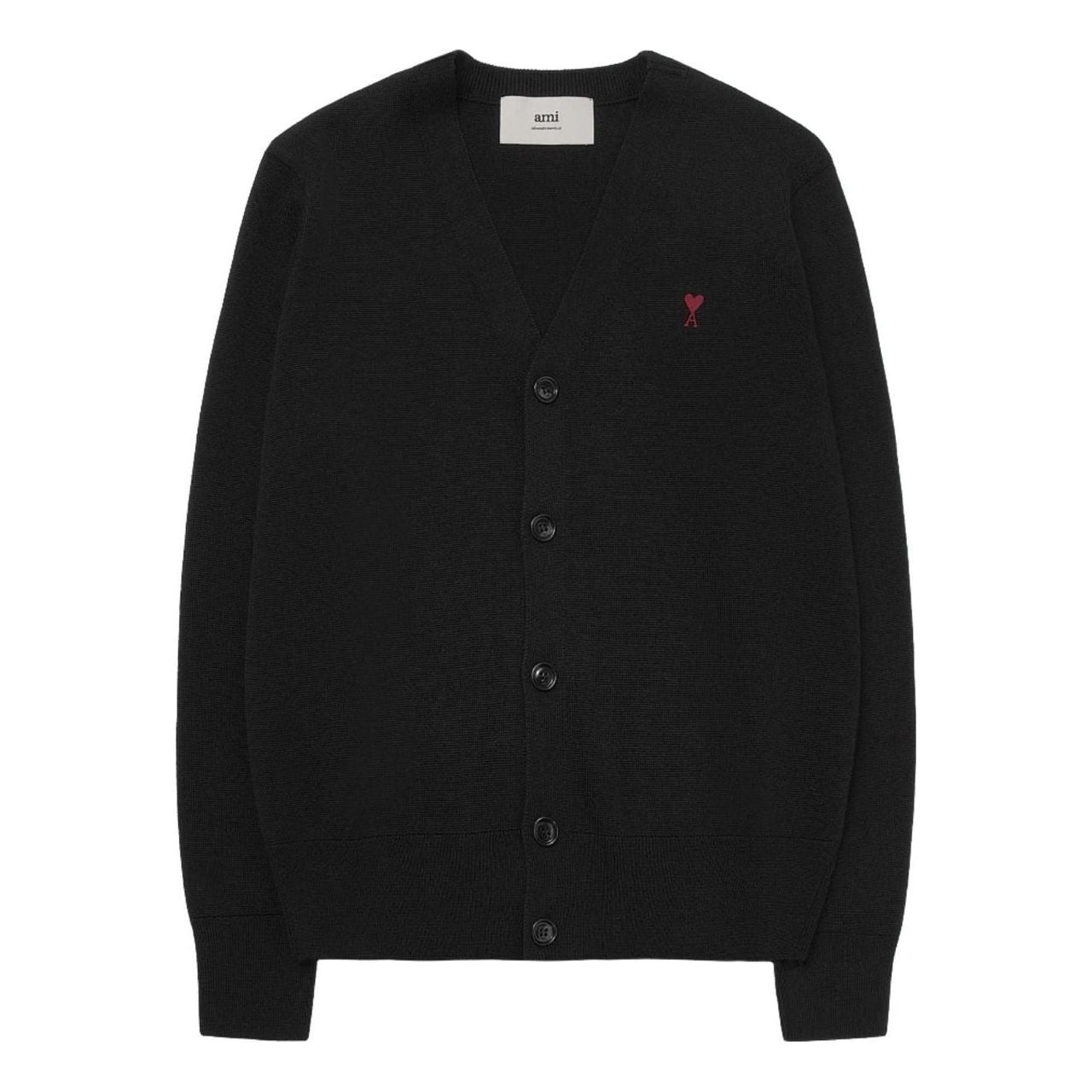 AMI Small Heart Logo Wool Cardigan 'Black' HKC361-001-009