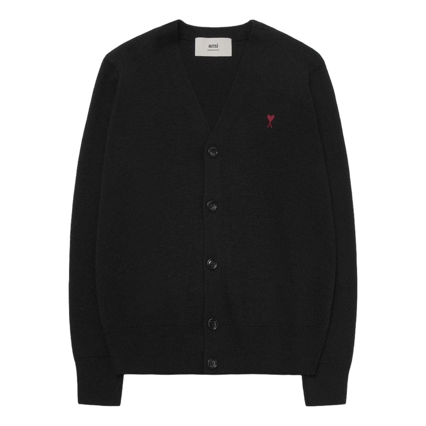 AMI Small Heart Logo Wool Cardigan 'Black' HKC361-001-009