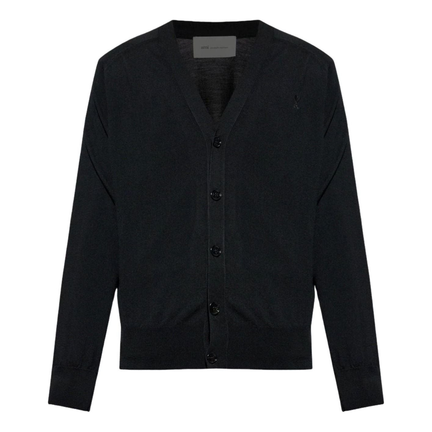 AMI Tone-on-Tone Heart Logo Cardigan 'Black' HKC384-KN0039-0180