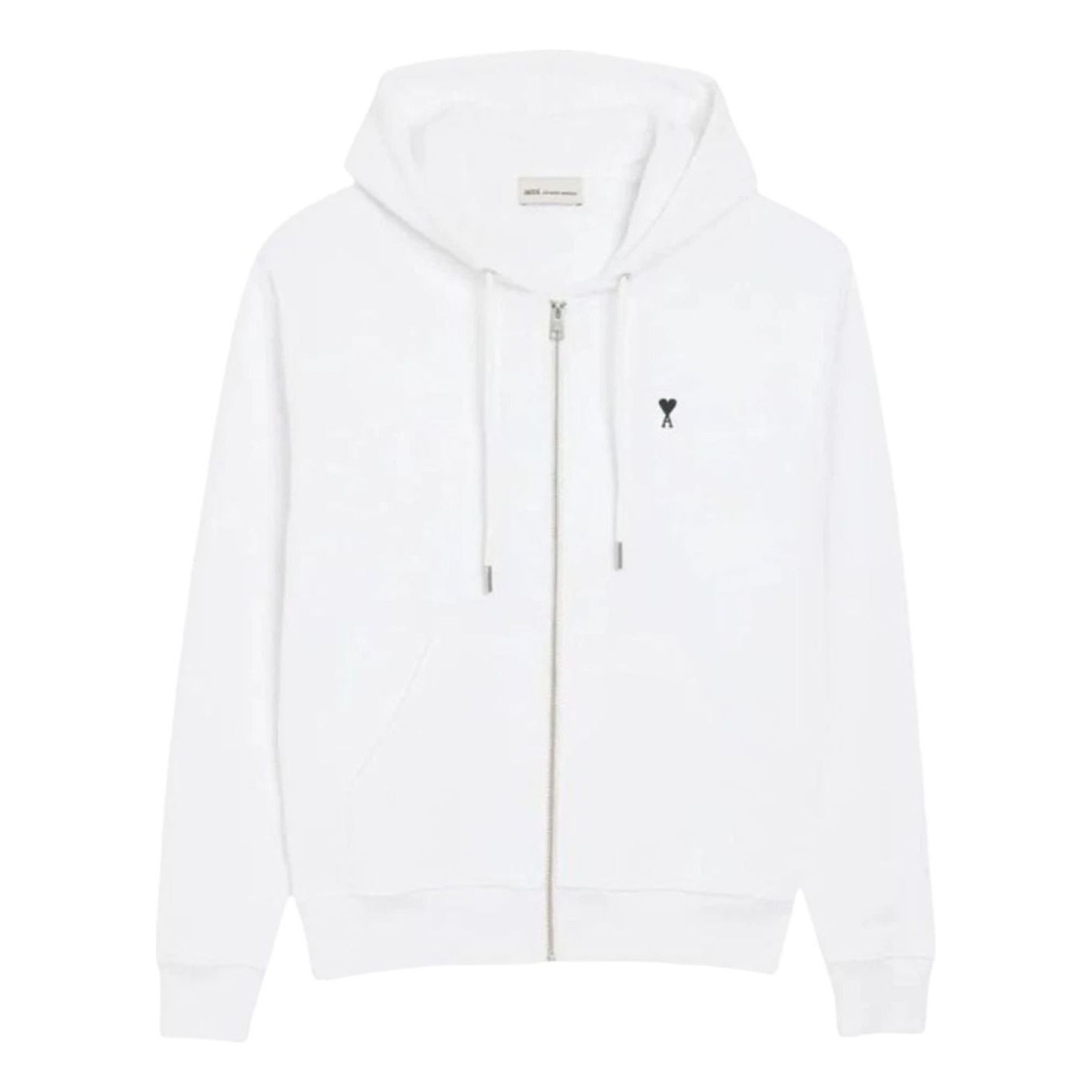 AMI Small Heart Logo Zip Up Hoodie 'White' HSW765-730-100