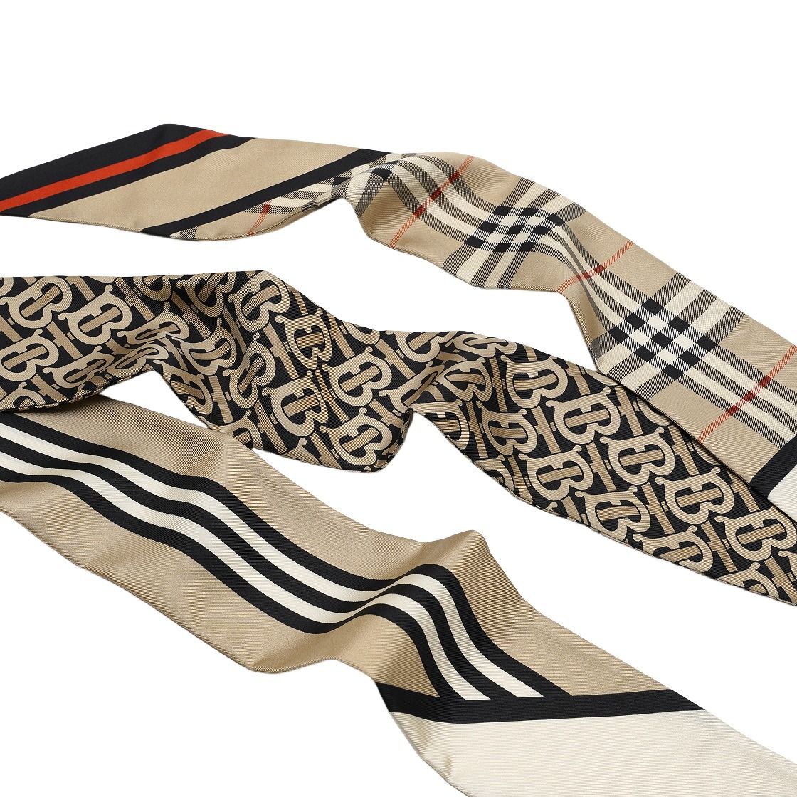 (WMNS) Burberry 25 Skinny Montage Silk Scarf 'Beige' 8037017