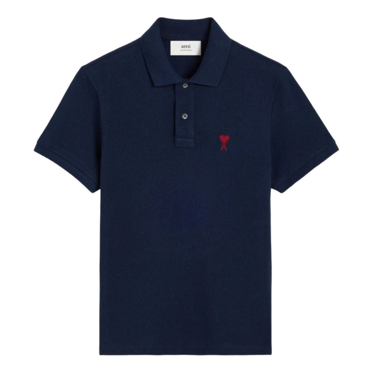 AMI Small Heart Logo Polo Shirt 'Night Blue' BFUPL001-760-430