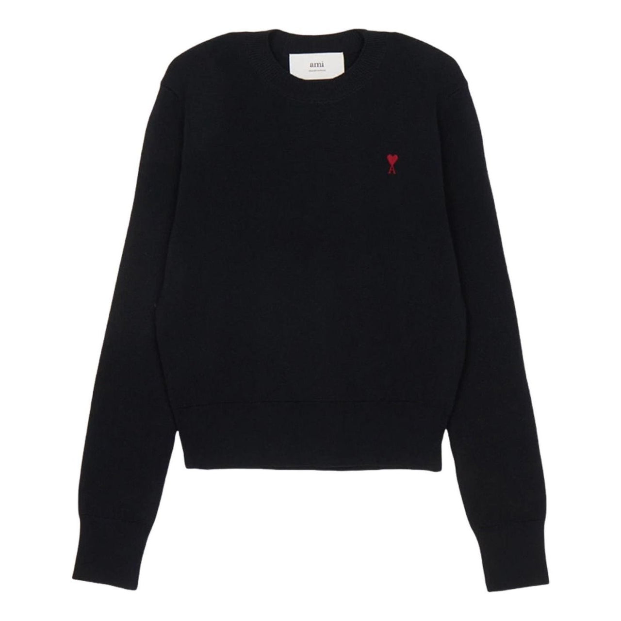 (WMNS) AMI Wool Ami de Coeurs Crewneck Sweater 'Black' FKS826-001-009
