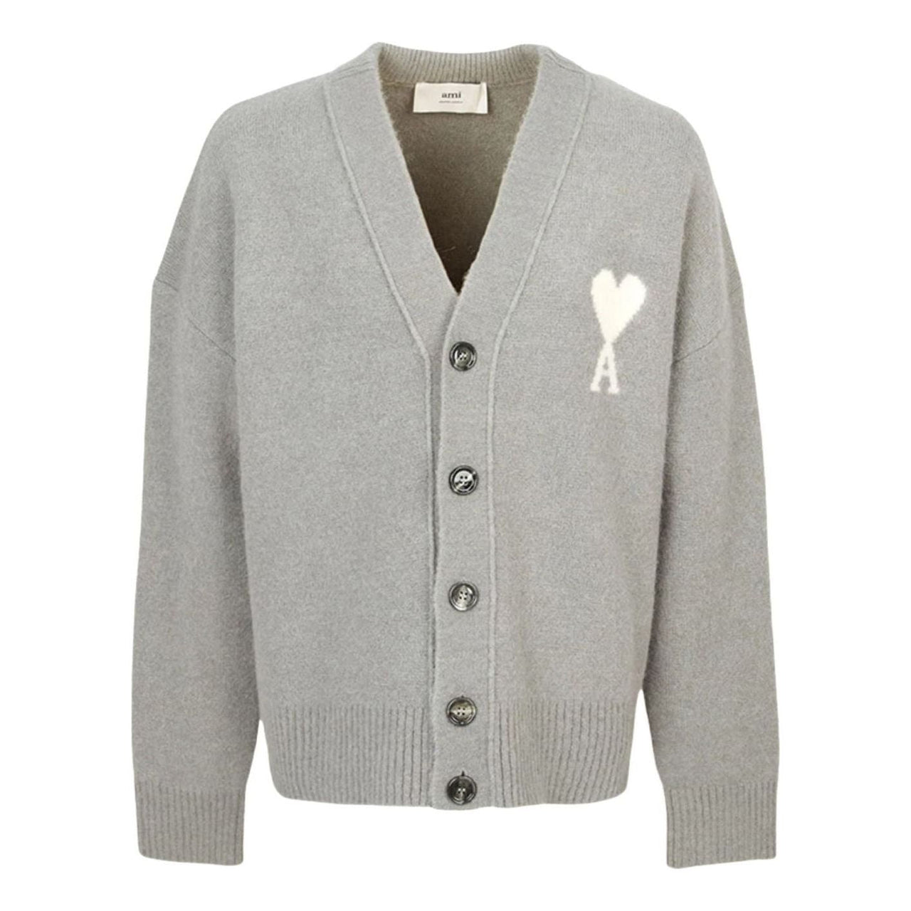 AMI Big Heart Logo Alpaca Cardigan 'Gray' UKC365-KN0135-058