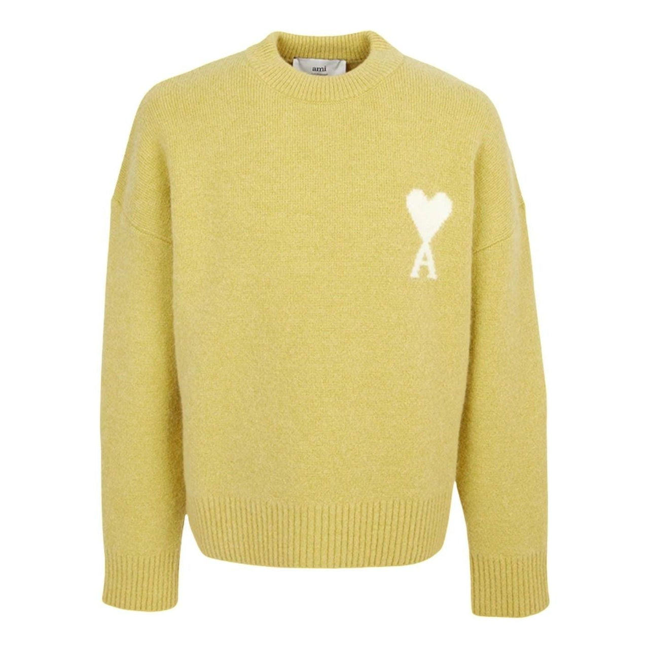 AMI Big Heart Logo Alpaca Crewneck Sweater 'Olive' UKS836-KN0135-3993