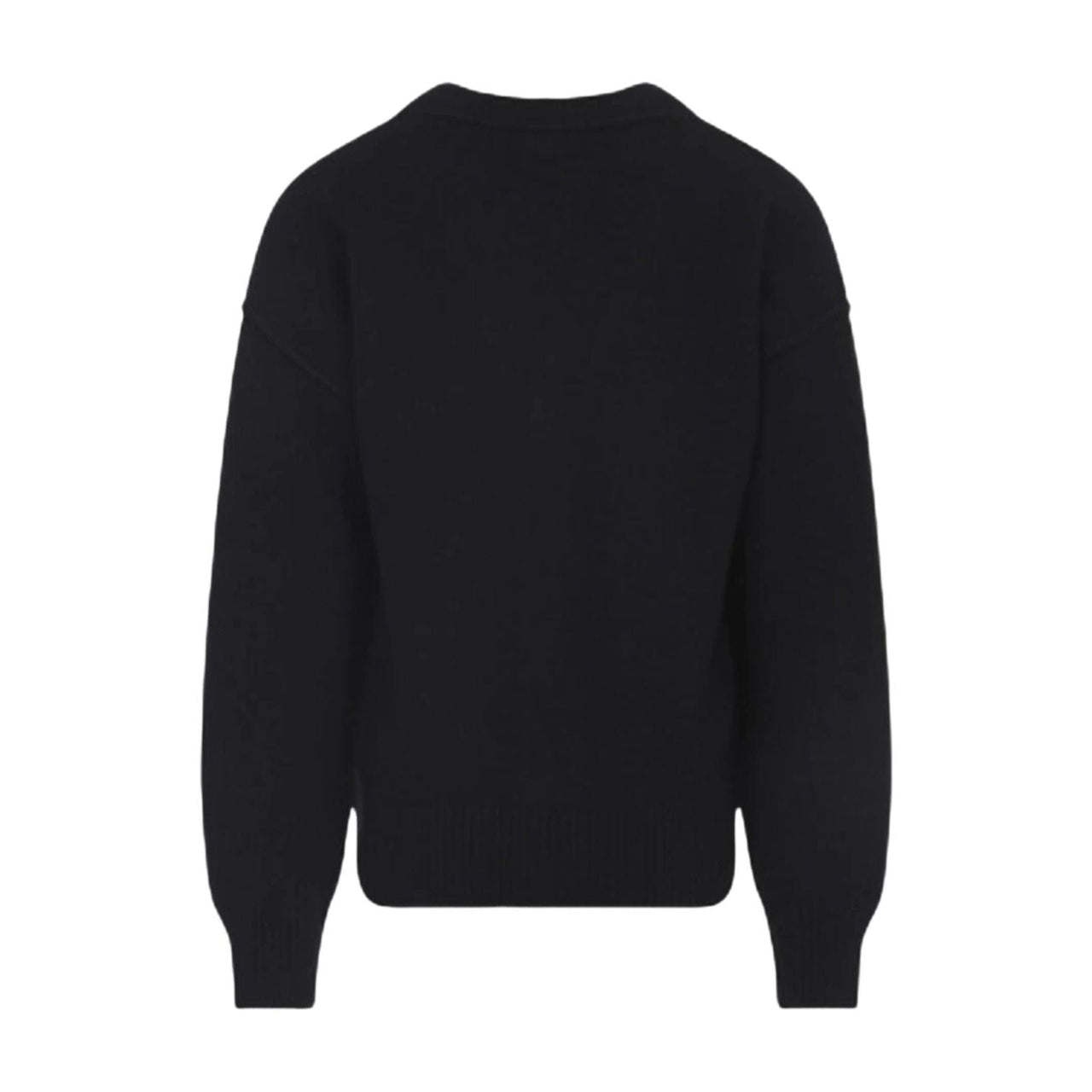 AMI Big Heart Logo Felt Merino Wool Cardigan 'Black Red' UKC367-018-009