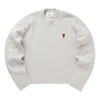 AMI Small Heart Logo Ribbed Crewneck 'Chalk' UKS046-KN0042-193