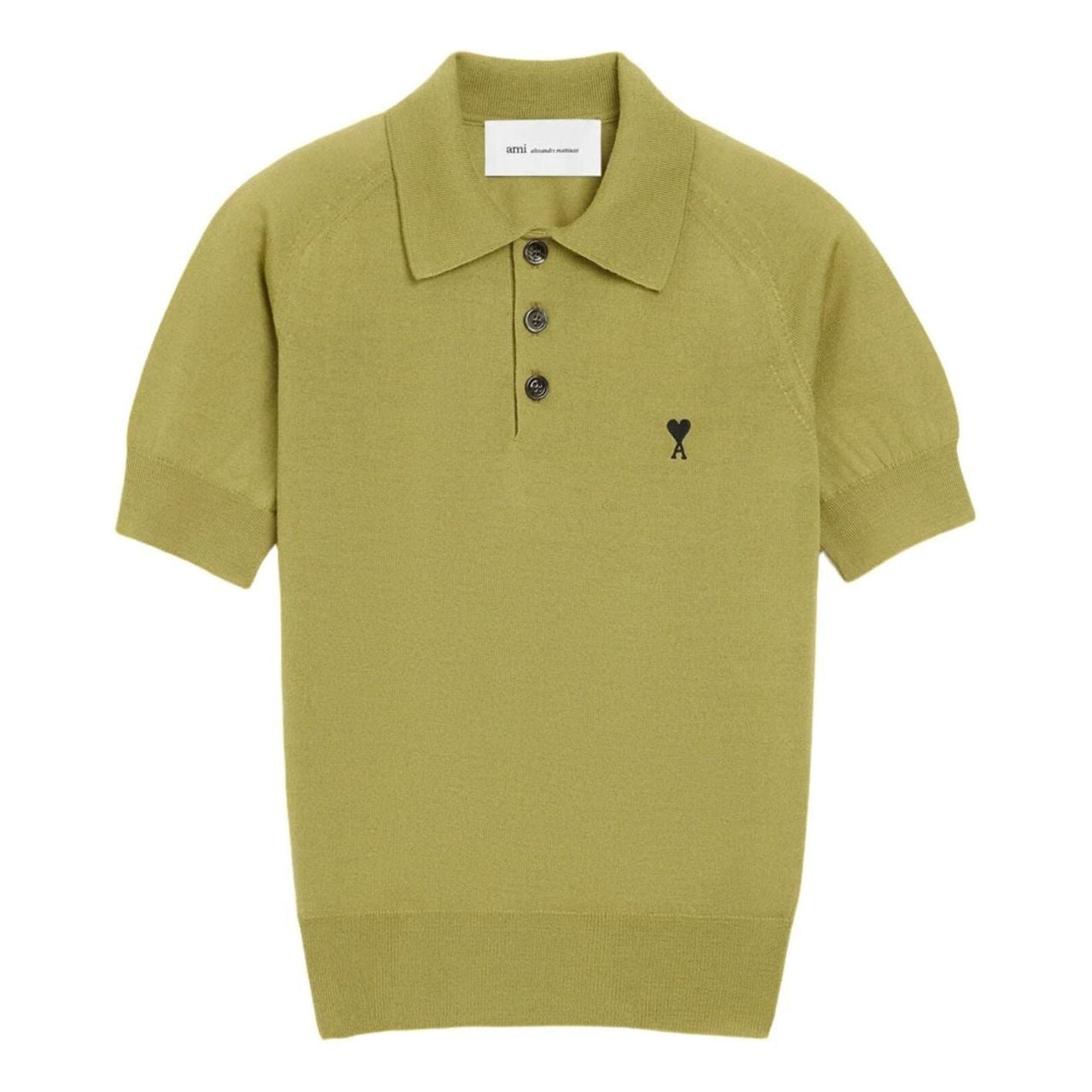 (WMNS) AMI Army Wool Short Sleeve Army de Heart Polo Wagon 'Green' FPL439-KN0039-A091