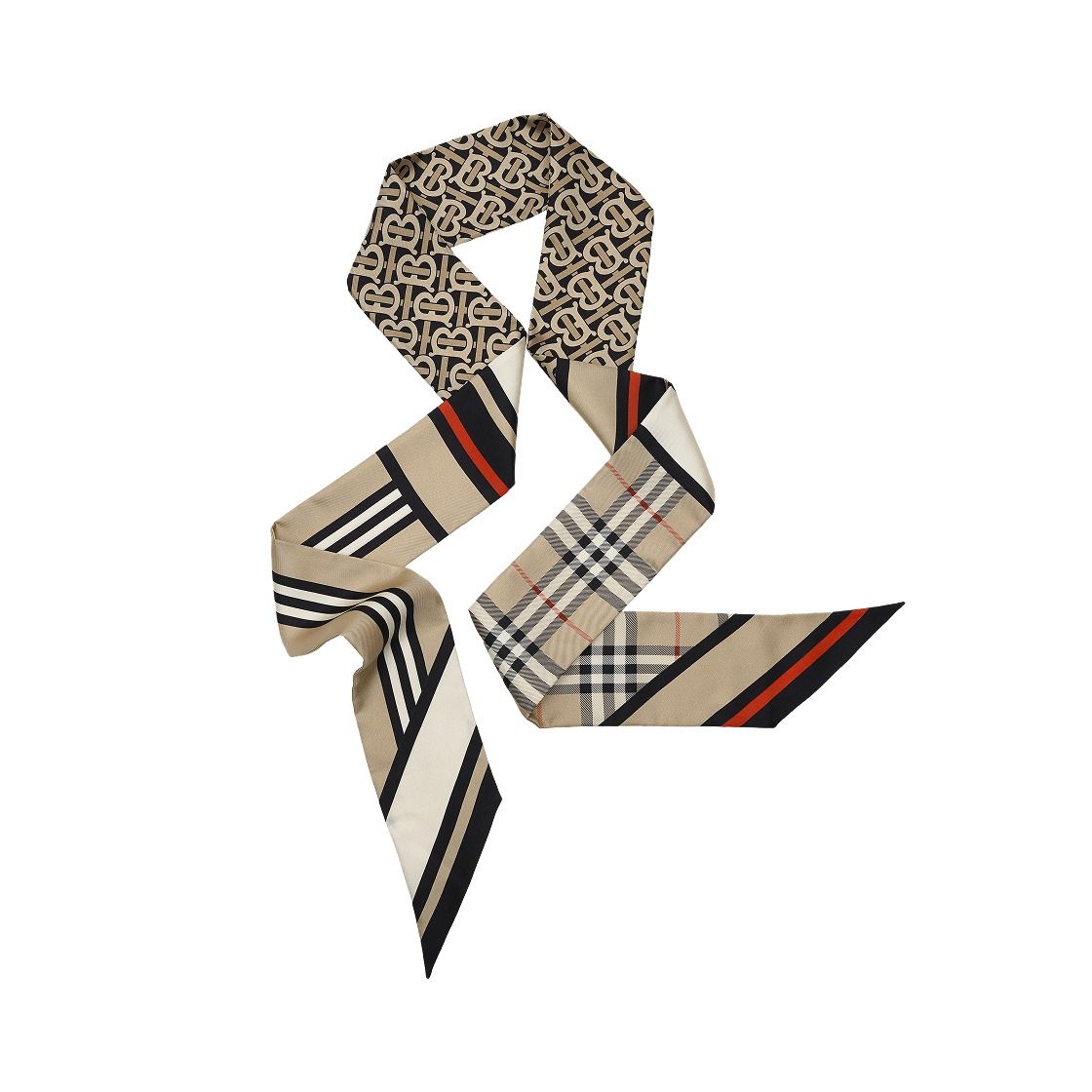 (WMNS) Burberry 25 Skinny Montage Silk Scarf 'Beige' 8037017