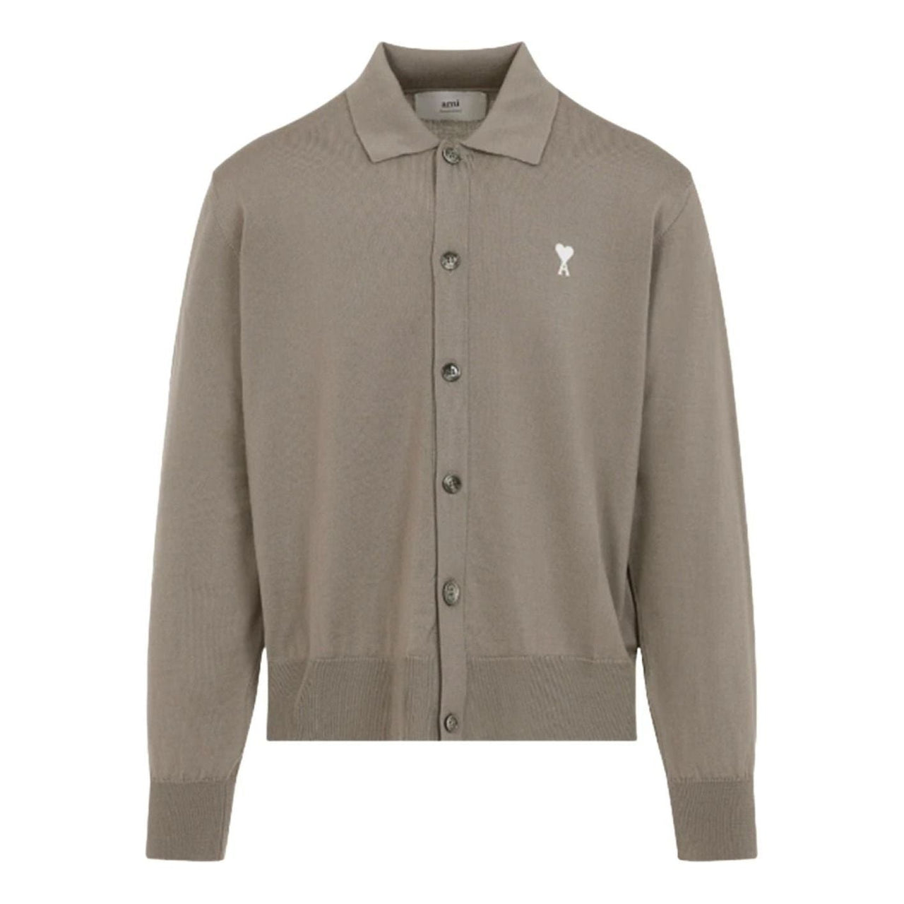 AMI de Coeur Embroidery Polo Cardigan 'Ash Off White' HKC221-KN0025-0952