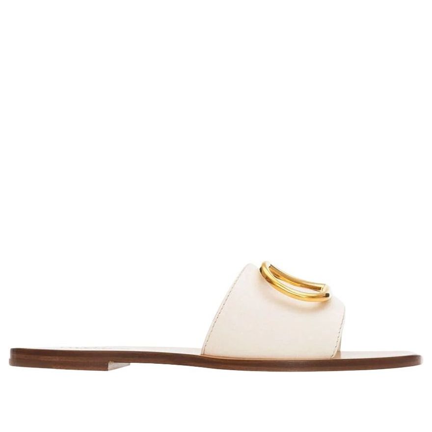 (WMNS) Valentino Calfskin Point Vlogo Signature Slide 'Ivory' S0M21HWS098