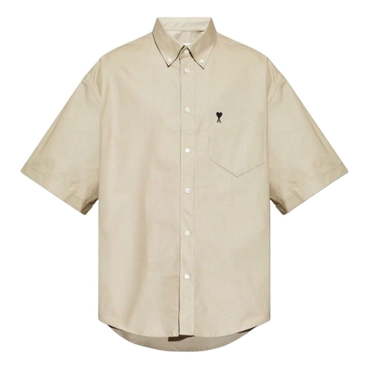 AMI Small Heart Logo Embroidered Boxy Shirt 'Taupe Beige' HSH823-CO0210-A036