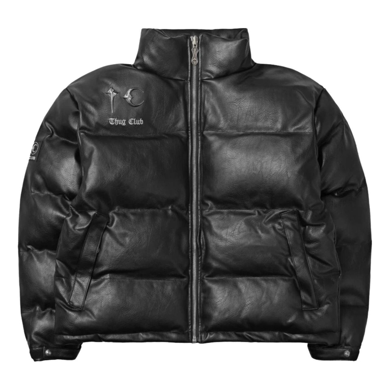 Thug Club Leather Puffer Jacket (Polyester) 'Black' TC23PA0301-BLACK