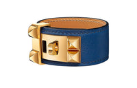 HERMES Calfskin Wristbands Women's Blue