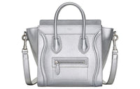 CELINE Luggage Lambskin Shoulder Bag Crossbody Bag Handbag Extra Mini Women's Silver