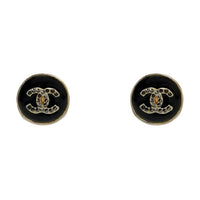 CHANEL Acrylic Stud Earrings Women's Black