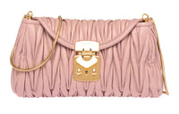 MIU MIU Soft Sheep Leather Shoulder Bag Women's Egg White Stone Color