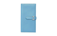 HERMES Bearn Mysore Goat Skin Card Holder Wallet Women's 7N Celeste Sky Blue