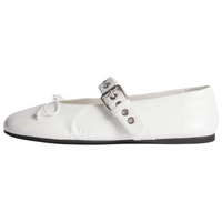 MIU MIU Naplak Flat Mary Jane Shoes Women's White