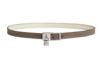HERMES Pendant Pin Buckle With Lock Silver Leather Double-Sided Leather Belts Women's Brown