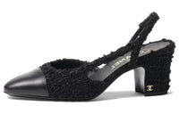 CHANEL Chunky Heel High Heels 6.5cm Women's Black