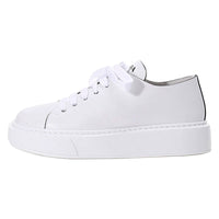 PRADA Low Sneakers 'White Leather With Black Lines' Women's