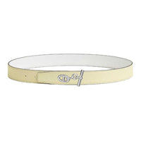 HERMES Calfskin, Stainless Steel Leather Belts Unisex Beige/Yellow Width 3.2CM
