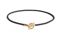 HERMES Calfskin Gold-Plated Necklaces Women's Black