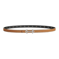 HERMES Leather Leather Belts Unisex Yellow Width 1.3CM
