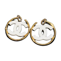 CHANEL Metal Resin Earrings Women's Gold