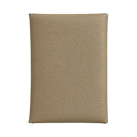 HERMES CalviDuo Evercolor Leather Wallets Card Holders Women's Malafa Beige