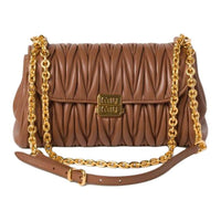 MIU MIU Nappa Leather Crossbody Bag Shoulder Bag Medium Size Women's Brown
