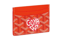 GOYARD Saint-Sulpice Canvas With Leather Card Clip Card Holder Unisex Orange With Red Small Heart