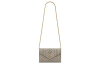 SAINT LAURENT Lambskin Envelope Shoulder Bag Women's Brun Metallic