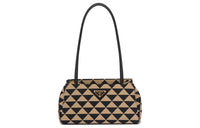 PRADA Fabric With Leather One Shoulder Handbags Small Size Women's Black/Beige