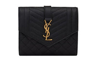 SAINT LAURENT Monogram Leather Wallet Women's Black