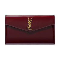 SAINT LAURENT UPTOWN Calfskin Envelope Bag Clutches Small Size Women's Dark Red Wine