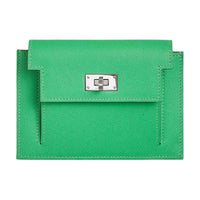 HERMES Kelly Pocket Madame Calfskin Wallet Women's 0Z Vert Comics Comic Green