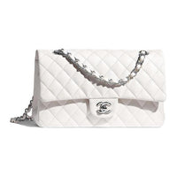 CHANEL Classic Flap CF Cow Leather Chain Crossbody Bags Regular Women's White