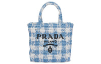 PRADA Wicker Tote Bag Shopping Bag Handbag Small Size Women's Light Blue
