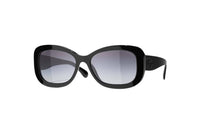 CHANEL Acetate Irregular Shape Sunglasses Women's Black