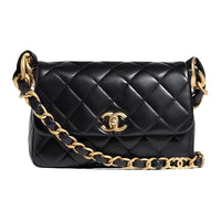CHANEL Sheepskin Crossbody Bag Shoulder Bag Women's Black