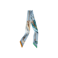 HERMES Silk Scarves Women's Sky Blue