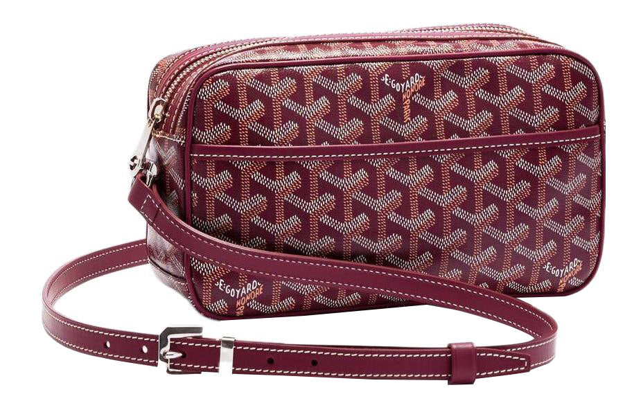 GOYARD Canvas With Calfskin Camera Bags Crossbody Bags Small Size Women's Burgundy